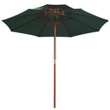 Vidaxl Double Decker Parasol 270x270 cm Green en bois