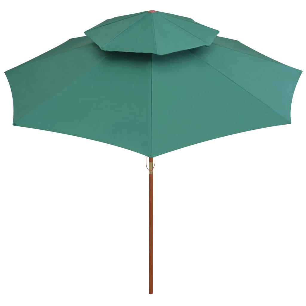 Vidaxl Double Decker Parasol 270x270 cm Green en bois