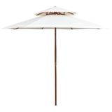 Vidaxl Double Decker Parasol 270x270 cm Crème de poteaux en bois blanc