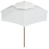 Vidaxl Double Decker Parasol 270x270 cm Crème de poteaux en bois blanc