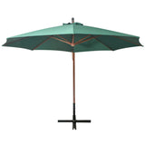 Vidaxl zweefparasol 350 cm houten paal groen