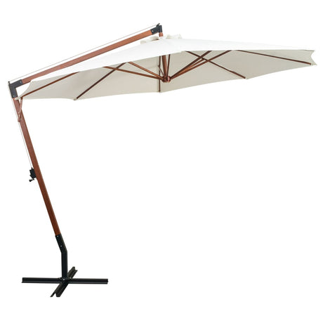 Vidaxl plovoucí parasol s dřevěným pólem 350 cm bílý