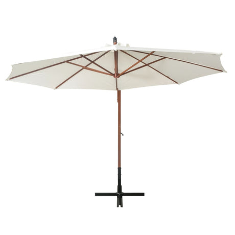 Vidaxl Parasol flottant avec un poteau en bois 350 cm blanc