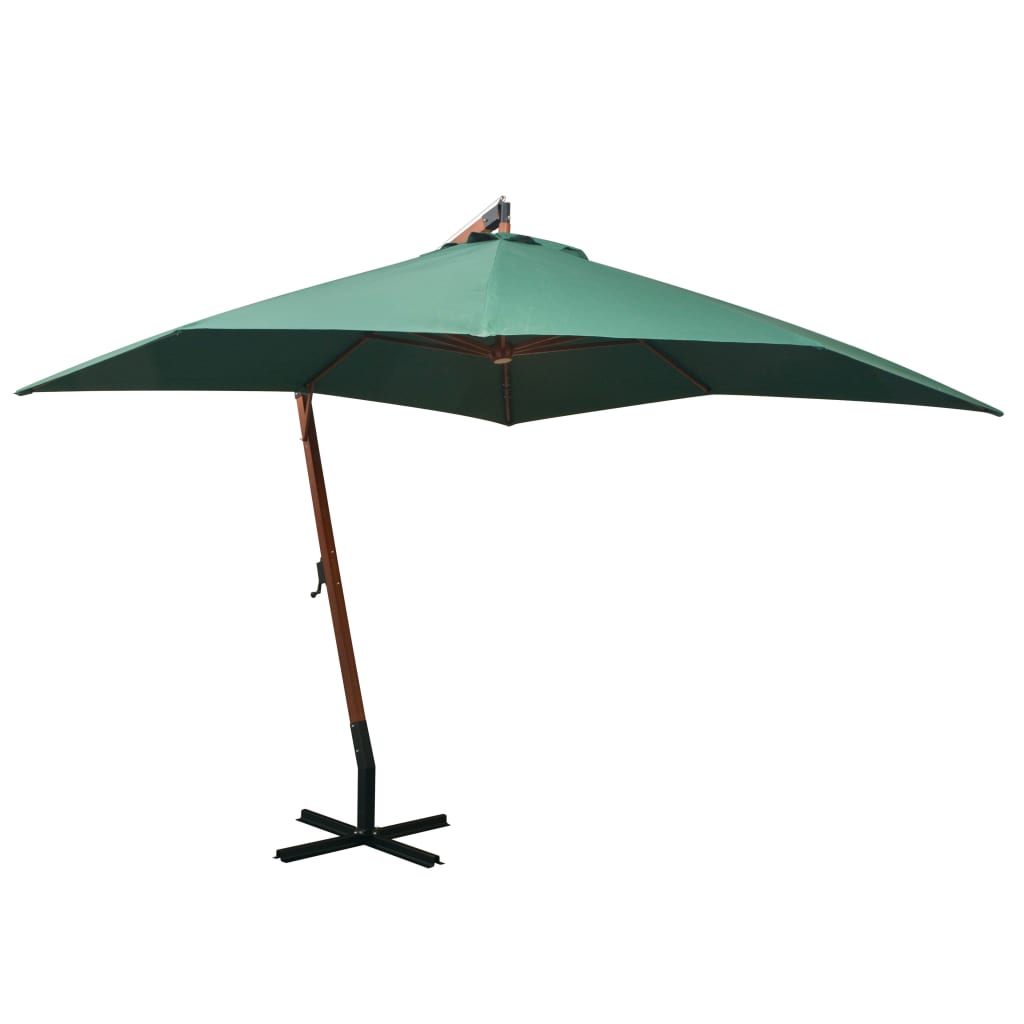 Vidaxl Parasol flottant avec poteau en bois 300x300 cm vert