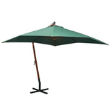 Parasol flotante Vidaxl con poste de madera de 300x300 cm verde