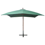 Parasol flotante Vidaxl con poste de madera de 300x300 cm verde