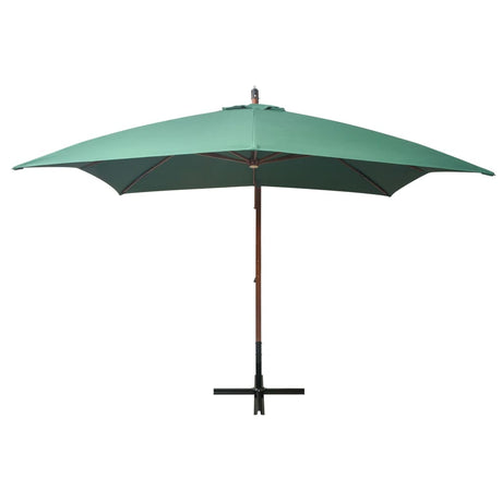 Vidaxl Floating Parasol s dřevěným pólem 300x300 cm zelená