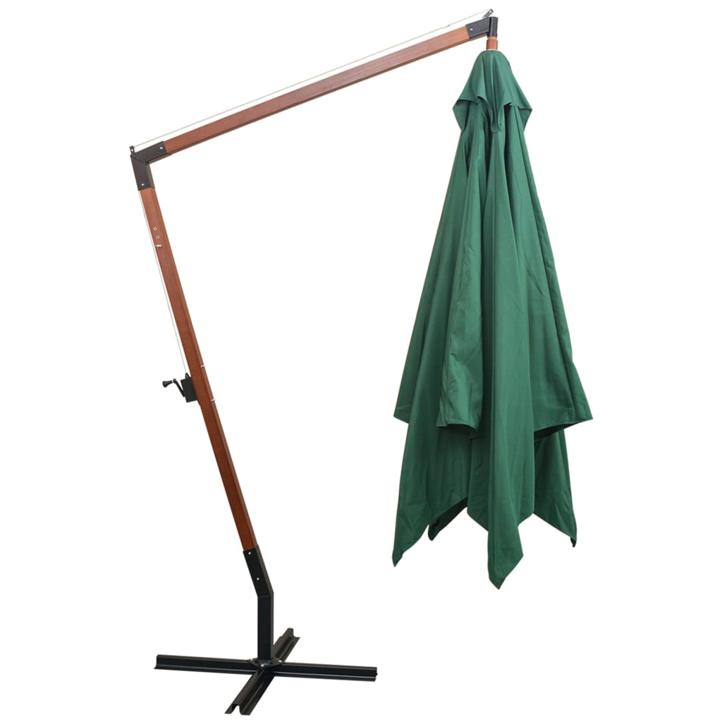 Vidaxl Parasol flottant avec poteau en bois 300x300 cm vert