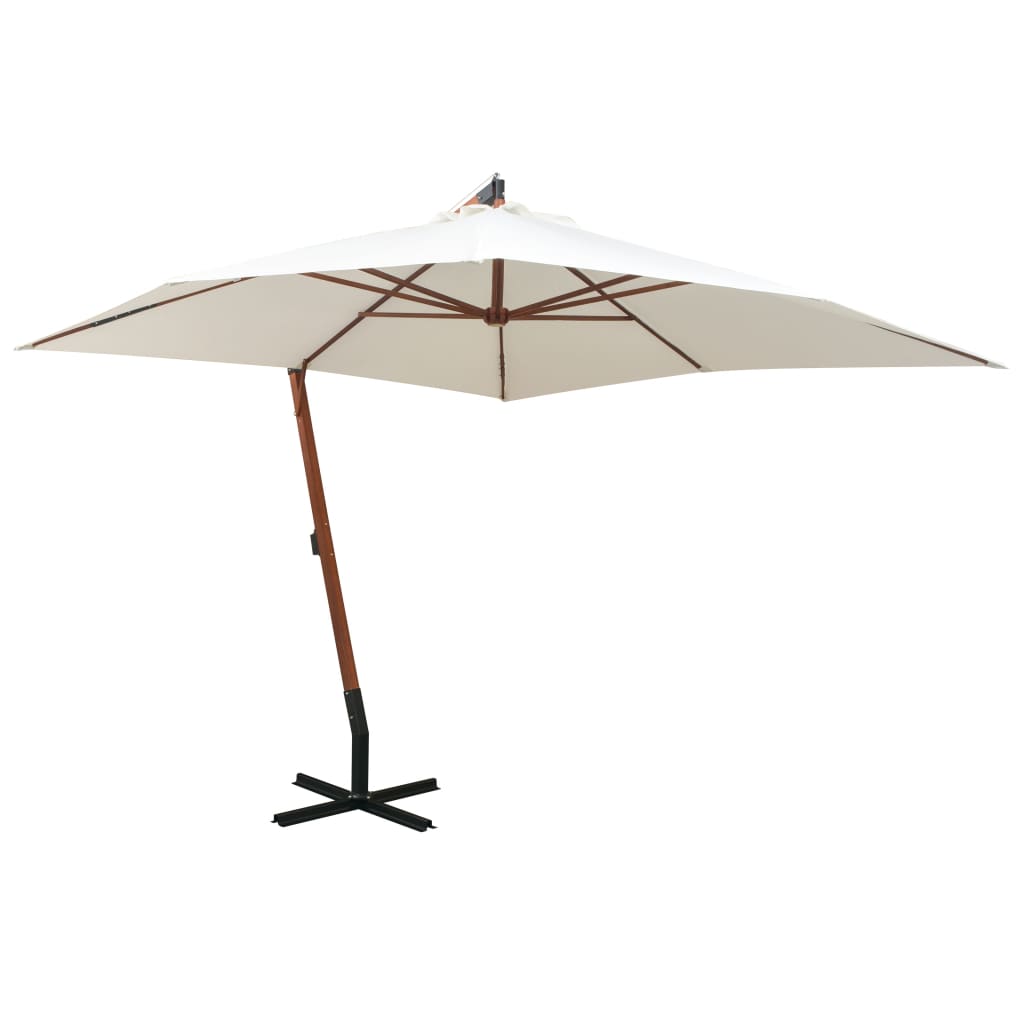 Parasol flotante Vidaxl con poste de madera 300x300 cm blanco