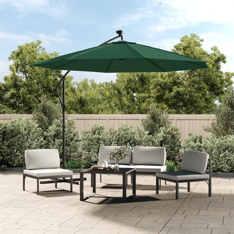 Vidaxl Parasol flottant avec éclairage LED et poteau métallique 300 cm vert