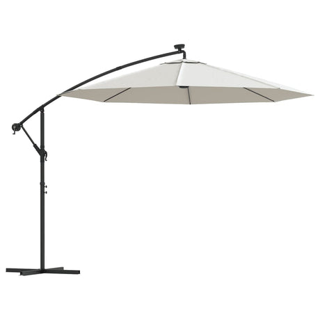 Vidaxl Floating parasol with LED lighting and metal pole 300 cm sand