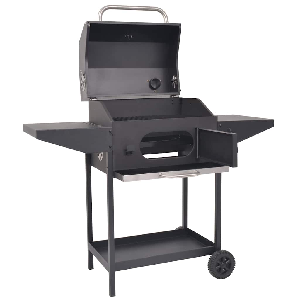 Vidaxl Charcoal Barbecue con underplank nero