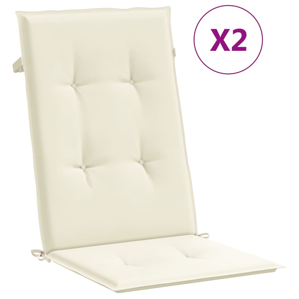 VidaXL Garden chair cushions 6 st high back 120x50x3 cm fabric cream -colored