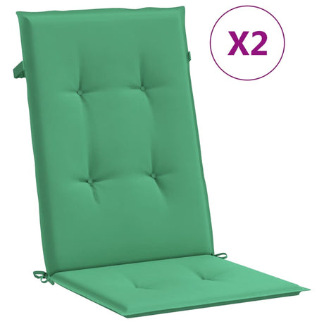 Vidaxl Garden Chair Cushions 2 ST HIGH Back 120x50x3 cm Tissu vert