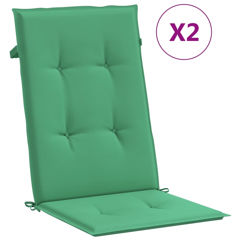 VidaXL Garden chair cushions 2 st high back 120x50x3 cm fabric green