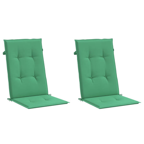 Vidaxl Garden Chair Cushions 2 ST HIGH Back 120x50x3 cm Tissu vert
