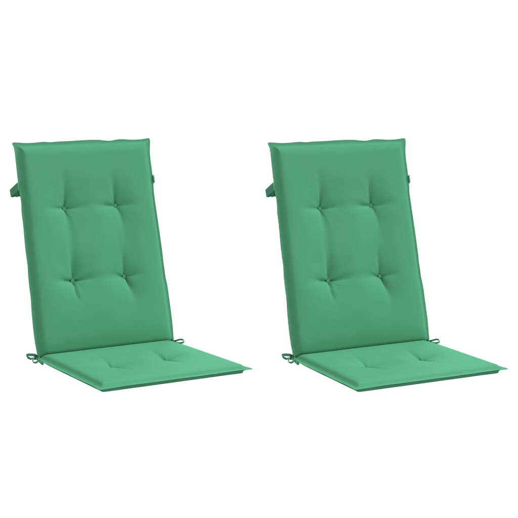 VidaXL Garden chair cushions 2 st high back 120x50x3 cm fabric green