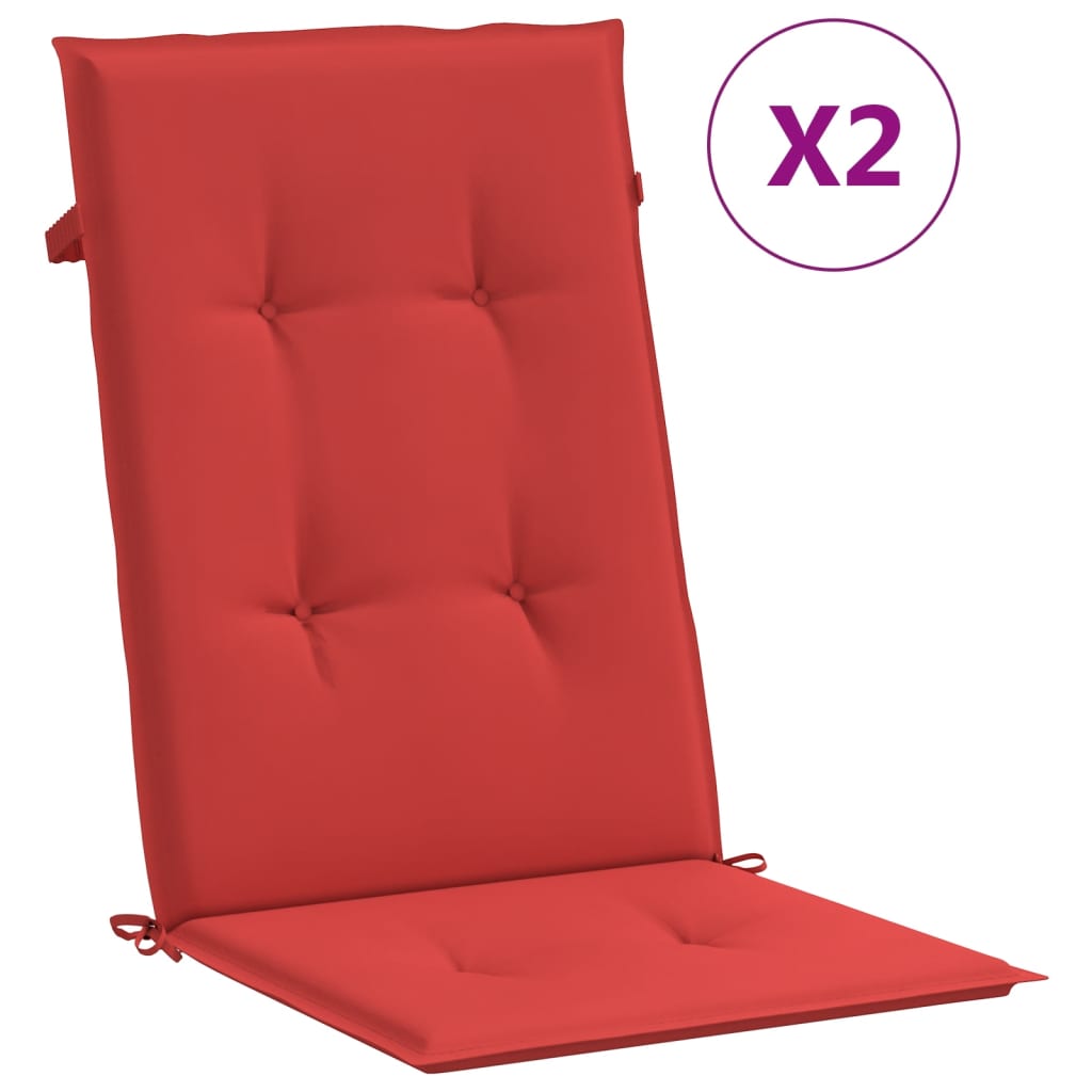 Vidaxl Garden Chair Puter 2 St High Back 120x50x3 cm stoff rød