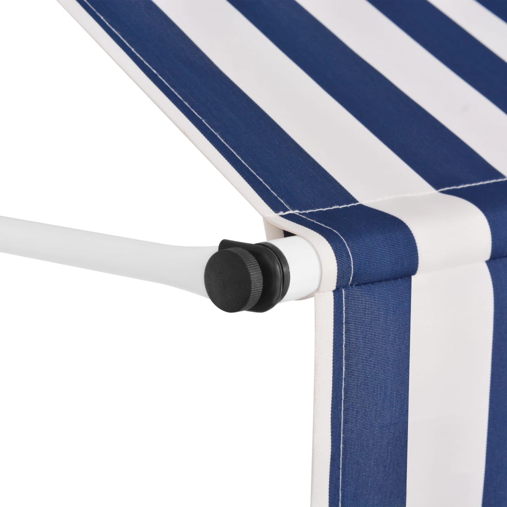 Vidaxl Luifel étend manuellement les rayures bleues et blanches de 150 cm