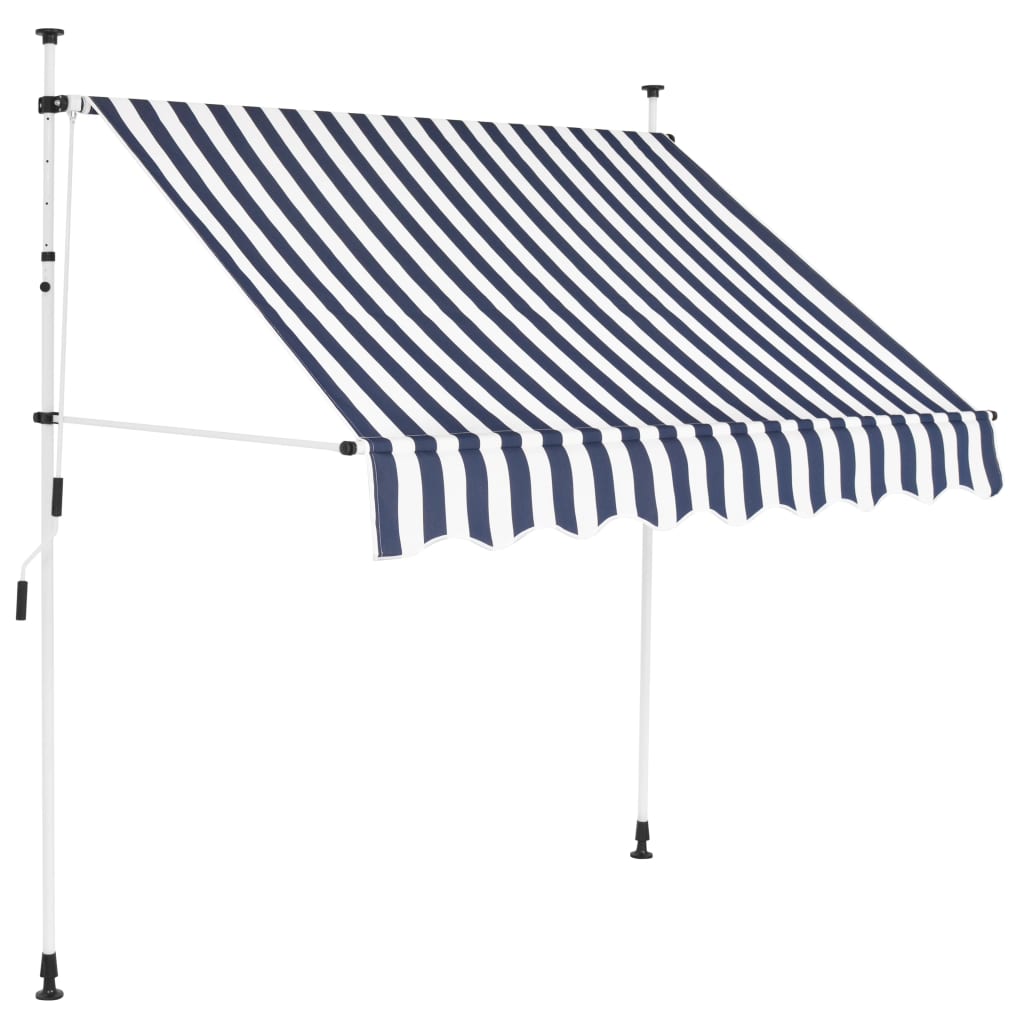 Vidaxl Luifel manually extends 200 cm blue and white stripes