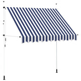 Vidaxl Luifel étend manuellement les rayures bleues et blanches de 250 cm