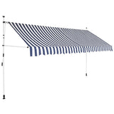 Vidaxl Luifel étend manuellement les rayures bleues et blanches de 350 cm