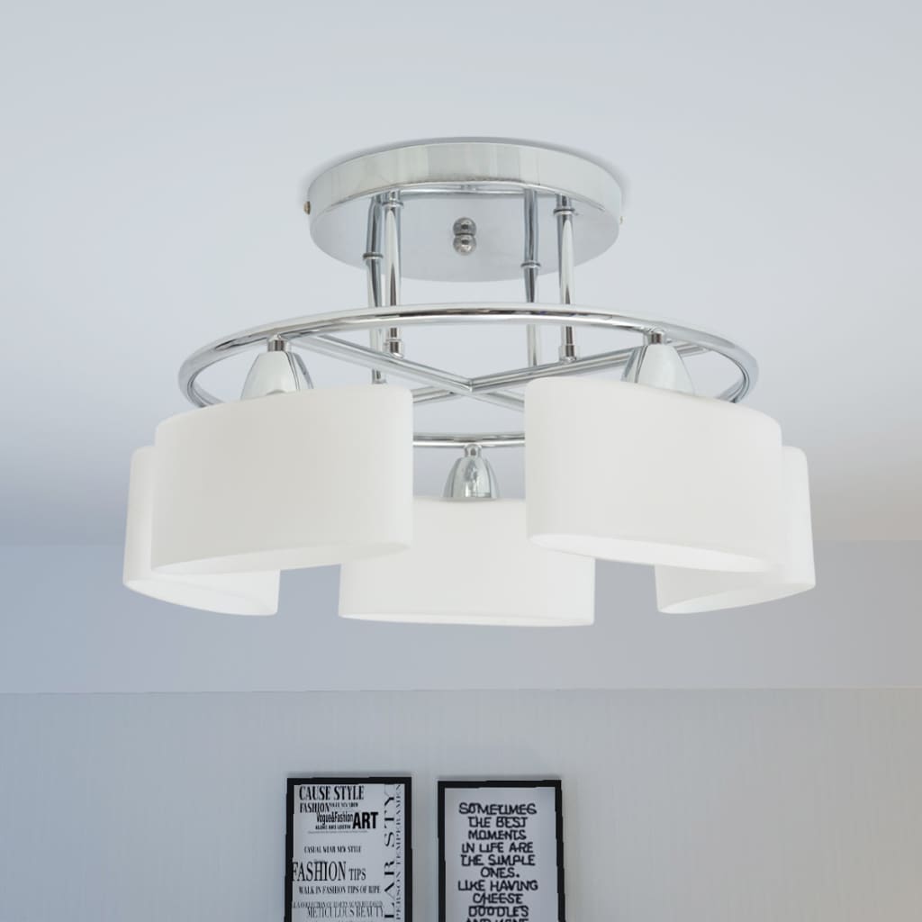 Vidaxl loftlampe med ellips -formede glashætter 5XE14 200W