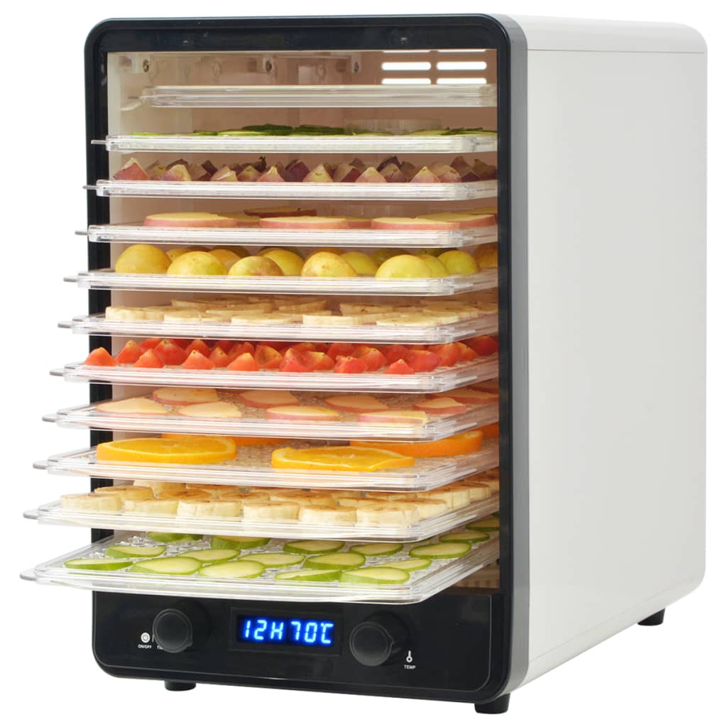 Vidaxl Secadora de alimentos con 10 cajones 550 W White