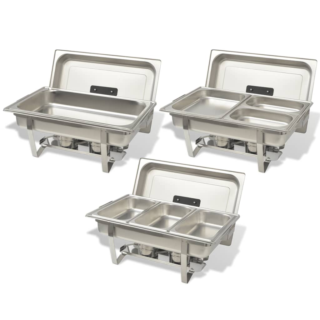 Vidaxl ensemble de frottements en acier inoxydable 3 pièces