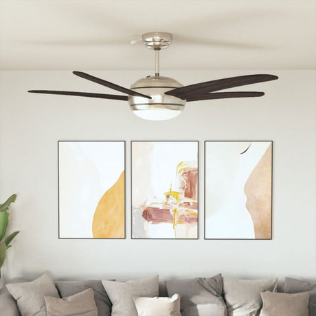 Ventilateur de plafond Vidaxl avec lampe 128 cm brun
