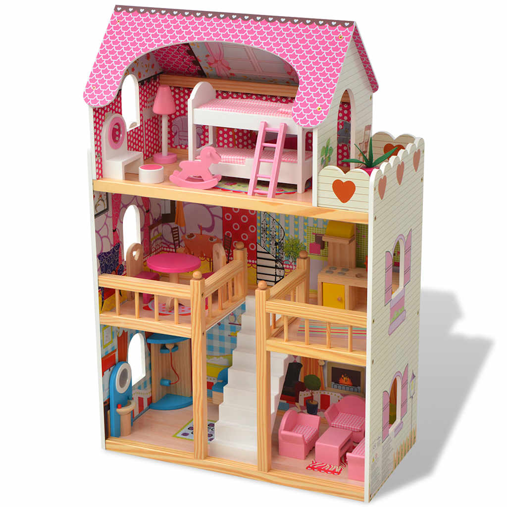 Vidaxl Poppenhuis 3 Floors 60x30x90 cm træ