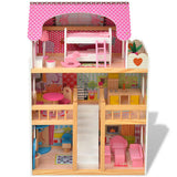 Vidaxl Poppenhuis 3 étages 60x30x90 cm bois