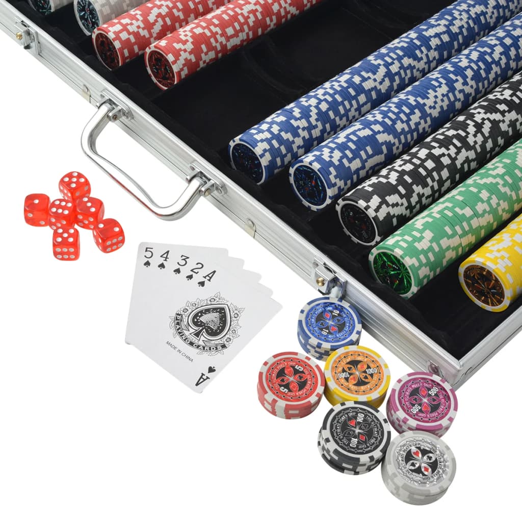 Vidaxl Poker Set med 1000 laserchips Aluminium