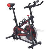 Vélo d'exercice vidaxl avec capteurs de fréquence cardiaque noirs et rouges