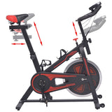 Vélo d'exercice vidaxl avec capteurs de fréquence cardiaque noirs et rouges
