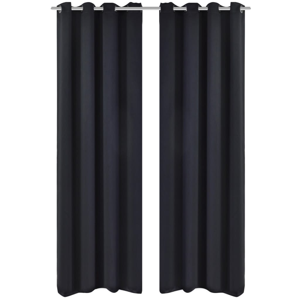 BIDAXL -gardiner med metallringar Blackout 135x175 cm Black 2 Sts