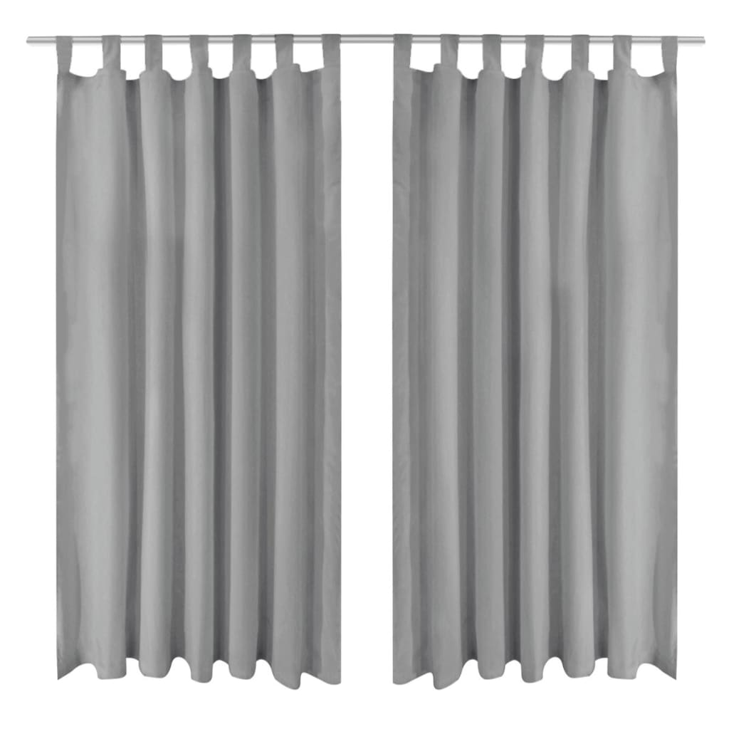 Vidaxl Micro-Satin Curtains with loops 140x175 cm Gray 2 pcs