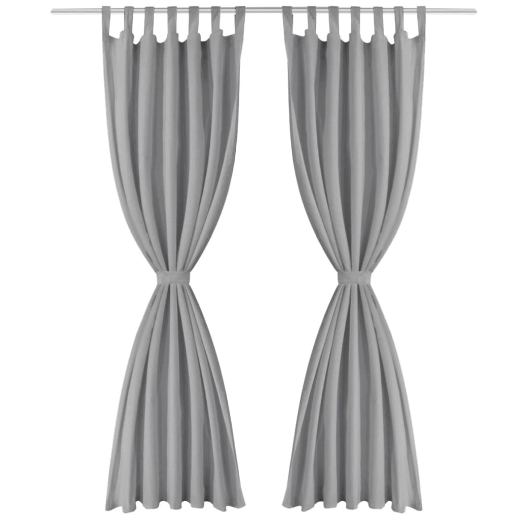 Vidaxl Micro-Satin Curtains with loops 140x175 cm Gray 2 pcs