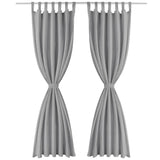 Vidaxl Micro-Satin Curtains with loops 140x175 cm Gray 2 pcs