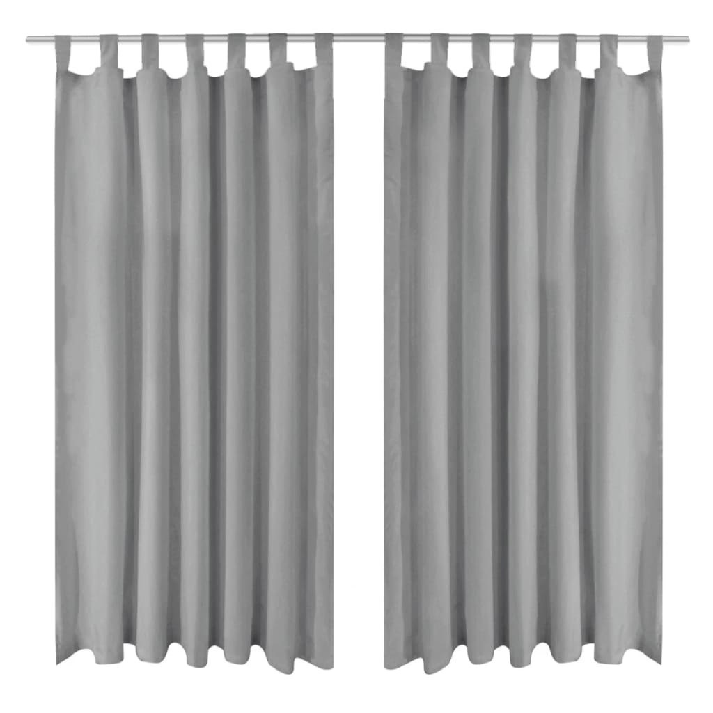 Vidaxl Micro-Satin Curtains with loops 140x225 cm Gray 2 pcs