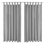 Vidaxl Micro-satin rideaux avec boucles 140x225 cm Gris 2 PCS