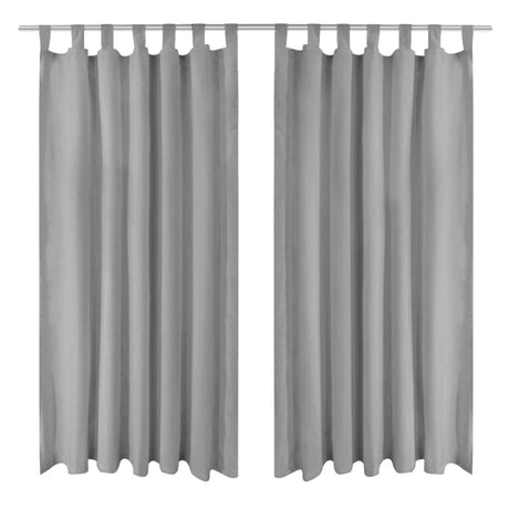 Vidaxl Micro-satin rideaux avec boucles 140x225 cm Gris 2 PCS