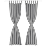 Vidaxl Micro-satin rideaux avec boucles 140x225 cm Gris 2 PCS