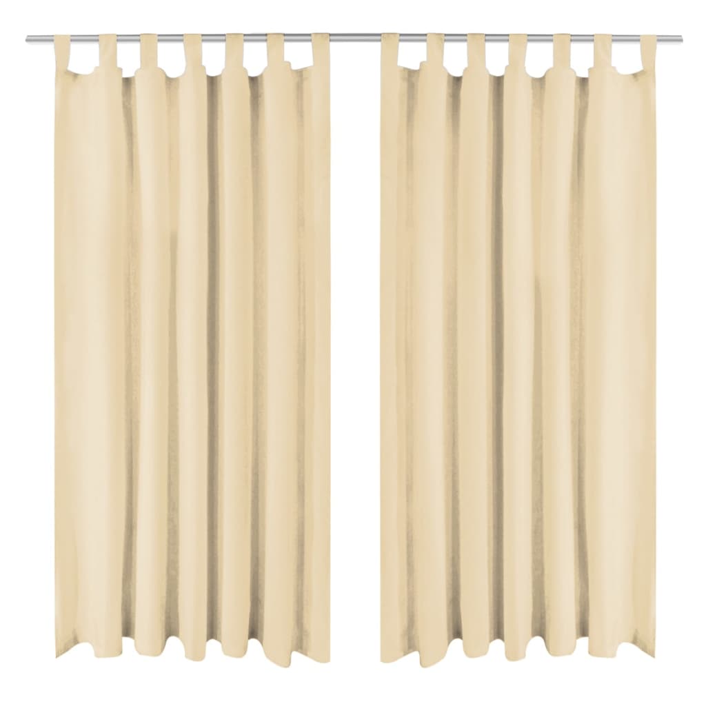 Vidaxl mikro-satinové záclony se smyčkami 140x175 cm Beige 2 PCS