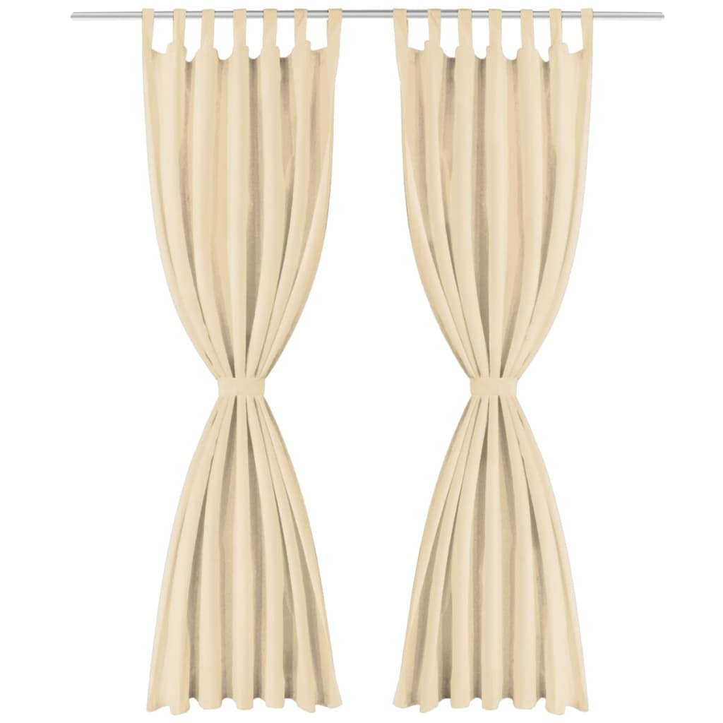 Vidaxl Micro-satin rideaux avec boucles 140x175 cm beige 2 pcs