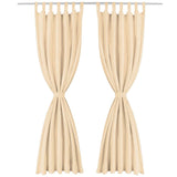 Vidaxl mikro-satinové záclony se smyčkami 140x175 cm Beige 2 PCS