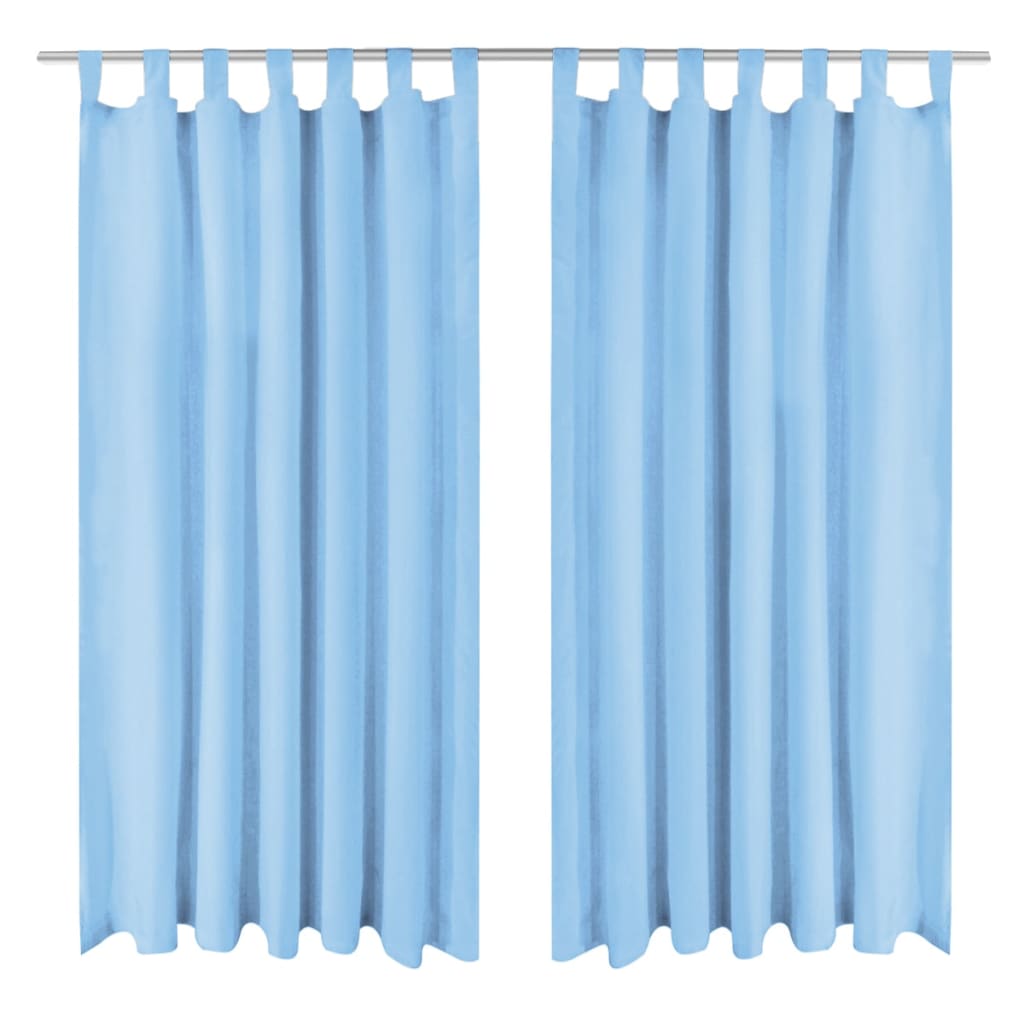 Vidaxl Micro-satin Rideaux avec boucles 140x225 cm turquoise 2 STS