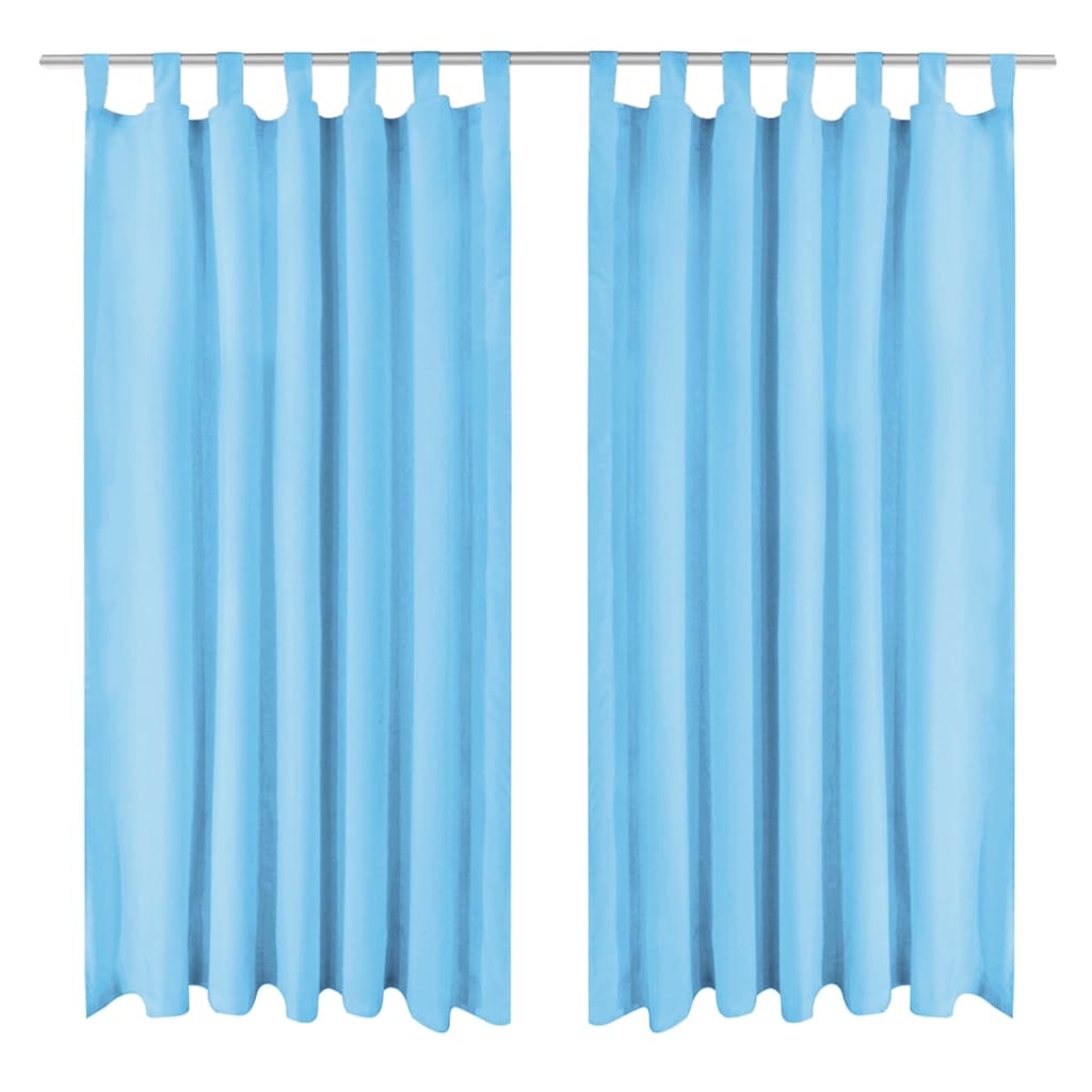 Vidaxl Micro-satin Rideaux avec boucles 140x225 cm turquoise 2 STS