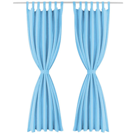 Vidaxl Micro-satin Rideaux avec boucles 140x225 cm turquoise 2 STS
