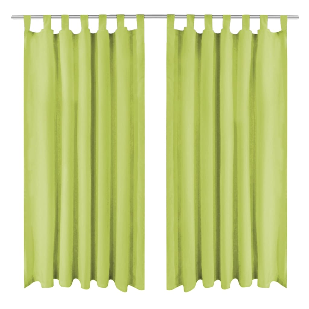 Vidaxl Micro-Satin Curtains with loops 140x175 cm green 2 sts